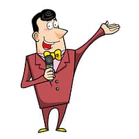 Cartoon Host Emcee with Microphone
